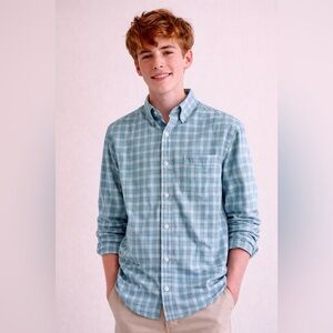 Crewcuts Thompson Plaid Stretch Button-Down Shirt | Boys Size 16 | MSRP $48